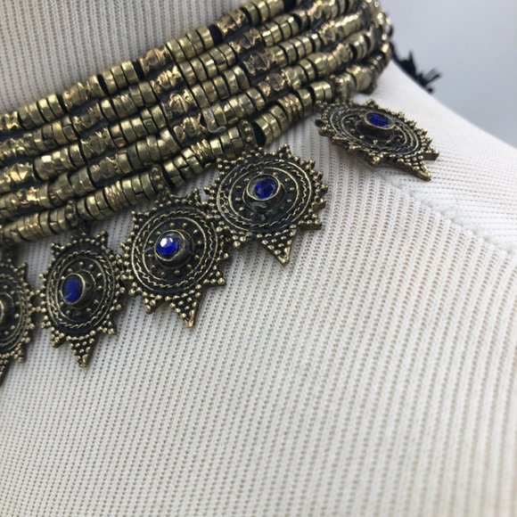 Afghan Vintage Multilayers Choker Necklace, Vintage Coins Jewelry - Picture 7 of 9